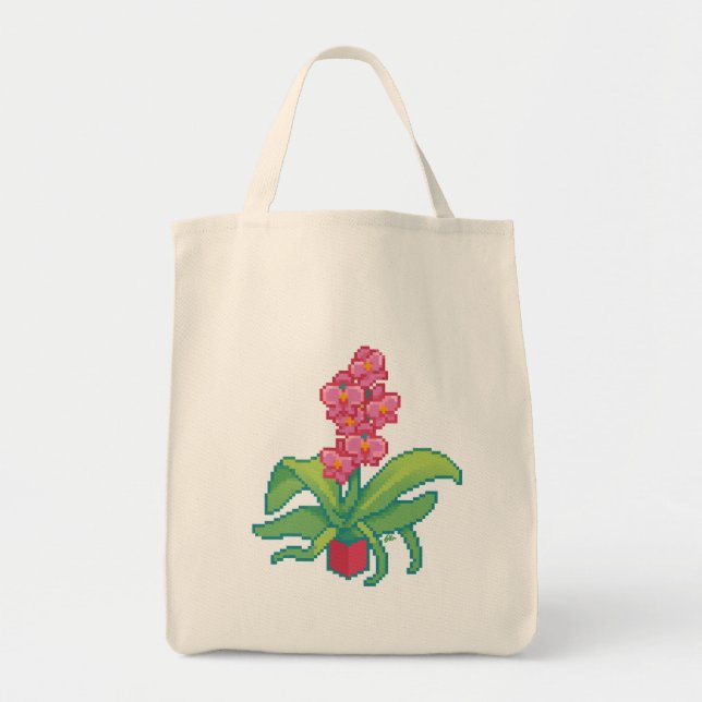 Bolsa Tote Orchid Pixelart, Pixel Art (Frente)