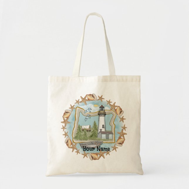 Bolsa Tote Oregon Shells Lighthouse (Frente)