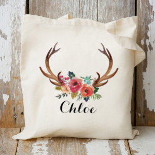 Bolsa Tote orelha Floral de corno de cervo,Favor de Casamento