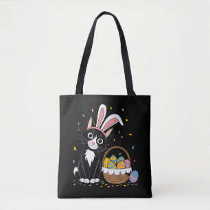 Bolsa Tote Orelhas de Coelho de Gato Preto de Páscoa Ovos