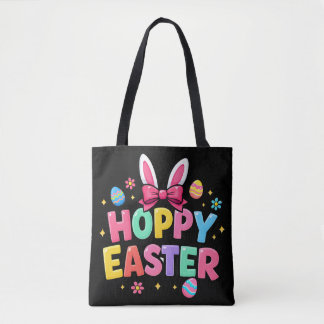Bolsa Tote Orelhas de Coelho de Páscoa Alegres e Coloridas Ov