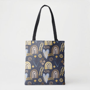 Bolsa Tote Orgânico forma um padrão ingênuo com arco-íris, co