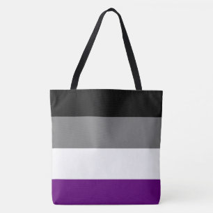 Bolsa Tote Orgulho Asexual Arco-Íris [Áce  Demi  Cinzas ]
