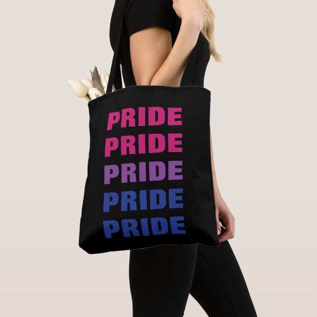 Bolsa Tote Orgulho Bissexual LGBTQ Texto Repetido Personalizá (Close Up)