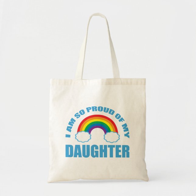 Bolsa Tote Orgulho da minha filha Rainbow Orgulho gay Pai (Frente)