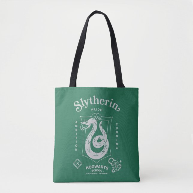 Bolsa Tote ORGULHO DA SLYTHERIN™ Ambição Astúcia Brasão (Frente)
