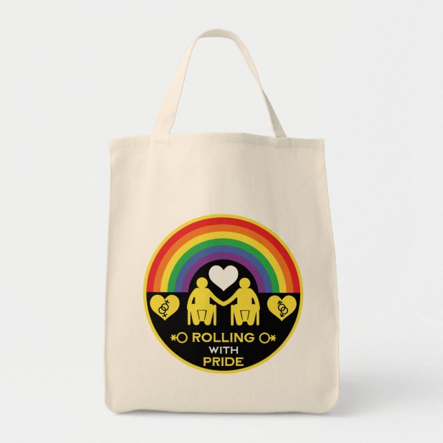 Bolsa Tote Orgulho de incapacidade da cadeira de rodas LGBTQ (Frente)