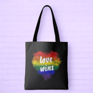 Bolsa Tote Orgulho do Coração Arco-íris do Amor Vence
