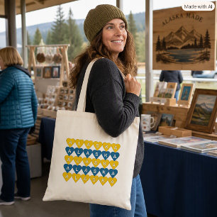 Bolsa Tote Orgulho do Estado Alaska Gold e Blue Hearts
