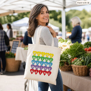 Bolsa Tote Orgulho do Estado do Maine Corações Coloridos