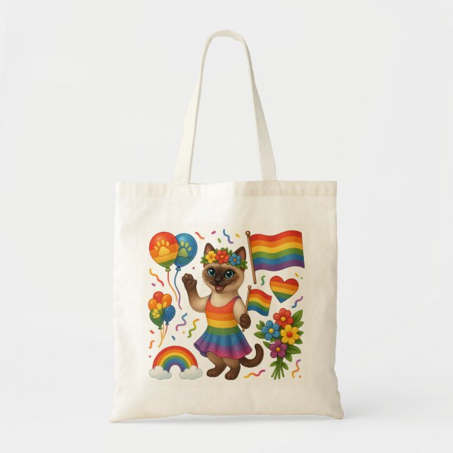 Bolsa Tote Orgulho Gato - Peitos LGBTQ inspirados em Gato (Frente)