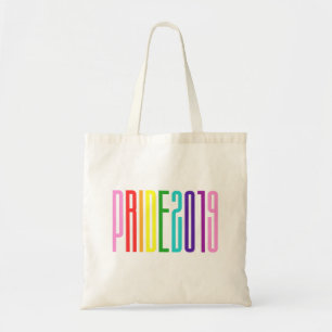 Bolsa Tote Orgulho gay 2019 Tipografia das cores do arco-íris