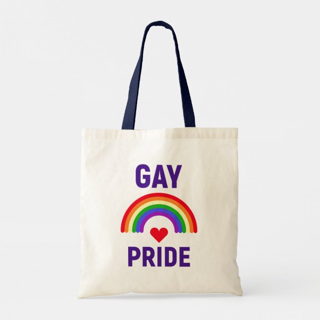 Bolsa Tote Orgulho gay | Coração e arco-íris (Verso)