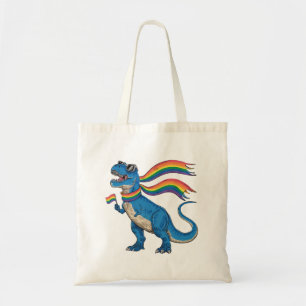 Bolsa Tote Orgulho gay Dino Trex Rainbow Flag Lgbt Ally