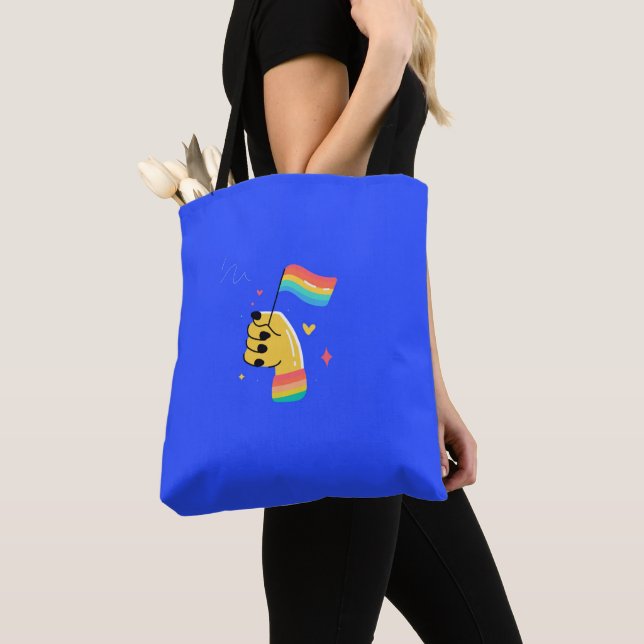 Bolsa Tote Orgulho gay Funky Arco-Íris LGBTQ+ Bandeja (Close Up)
