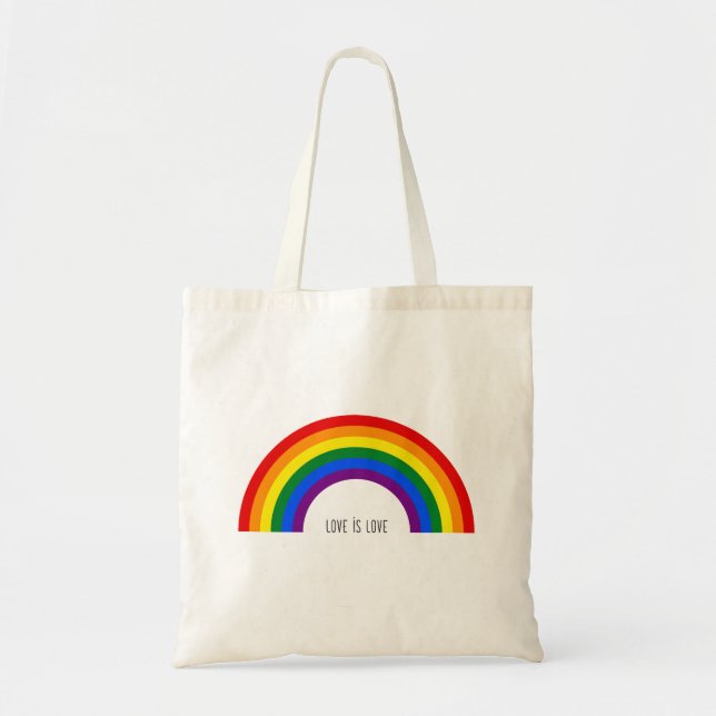 Bolsa Tote Orgulho gay Rainbow. Amor é Amor. (Frente)