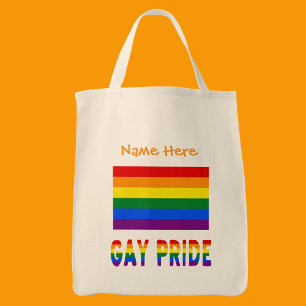 Bolsa Tote Orgulho gay Rainbow Flag Orange Personalizado