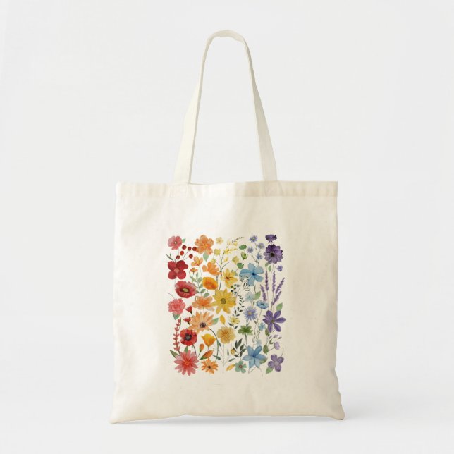 Bolsa Tote Orgulho gay Sutil Flores Selvagens Lgbtq Mês Arco- (Frente)