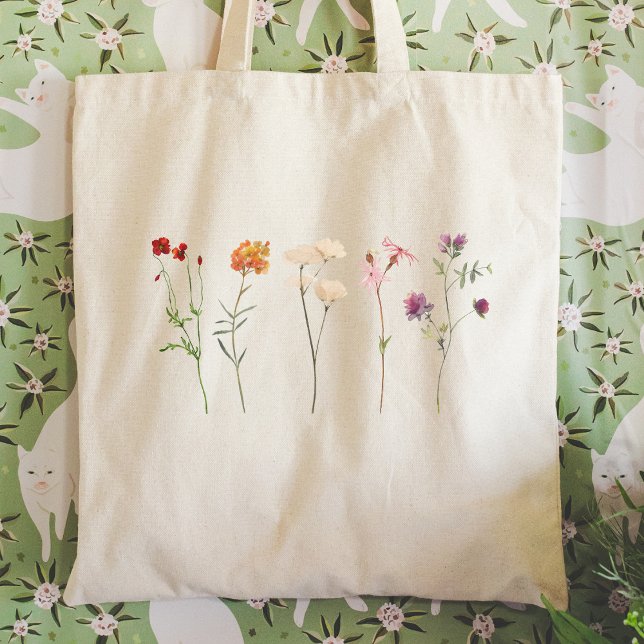 Bolsa Tote Orgulho Lésbica de Flores Selvagens (Criador carregado)