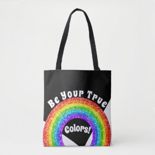 Bolsa Tote Orgulho LGBT Brilho Arco-íris seja suas verdadeira