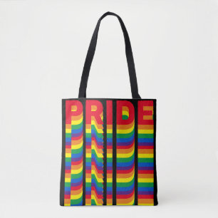 Bolsa Tote Orgulho lgbt lgbtq gay arco-íris padrão preto