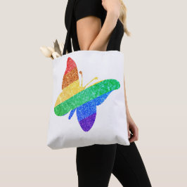 Bolsa Tote Orgulho LGBTQA+ borboleta-arco-íris