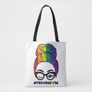 Bolsa Tote Orgulhosa Mãe Coque de Cabelo Desgrenhado Bandeira