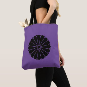 Bolsa Tote Oriental Black Kiku Chrysanthemum Mon Kamon Art