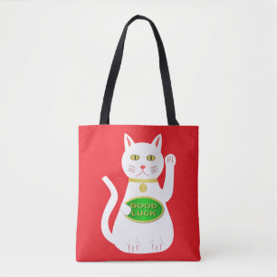 Bolsa Tote Oriental Lucky Cat Double Sided Impressão
