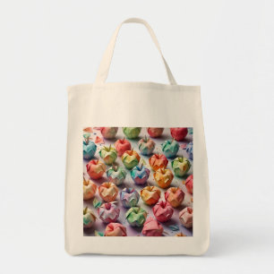 Bolsa Tote Origami Apples Padrão Cores de Pastel de Aquarela