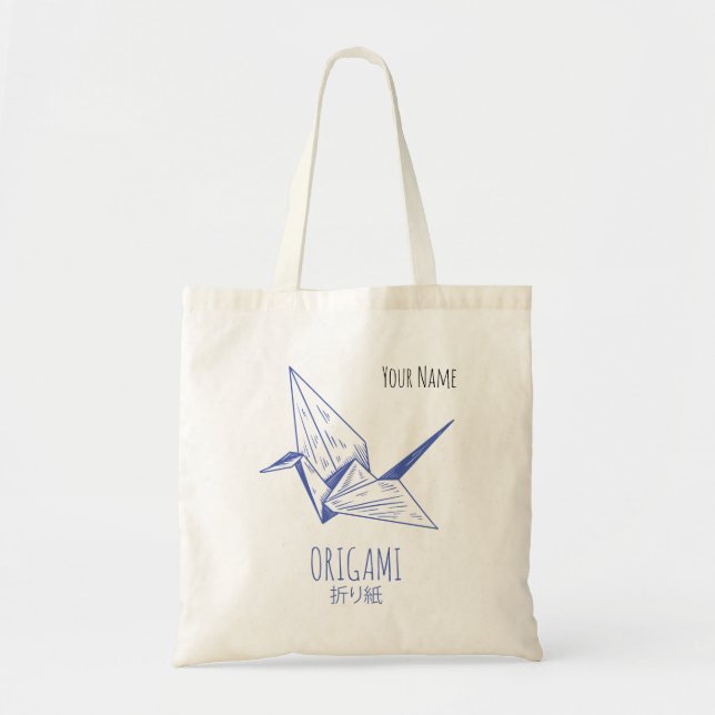 Bolsa Tote Origami Art Japonês Dobra Art Retro Crane (Frente)