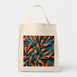 Bolsa Tote Origami Carrots Azul-Laranja Acrílico Padrão