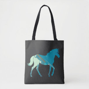 Bolsa Tote Orla Cavalo Natureza Selvagem Ilustração Arte Silh