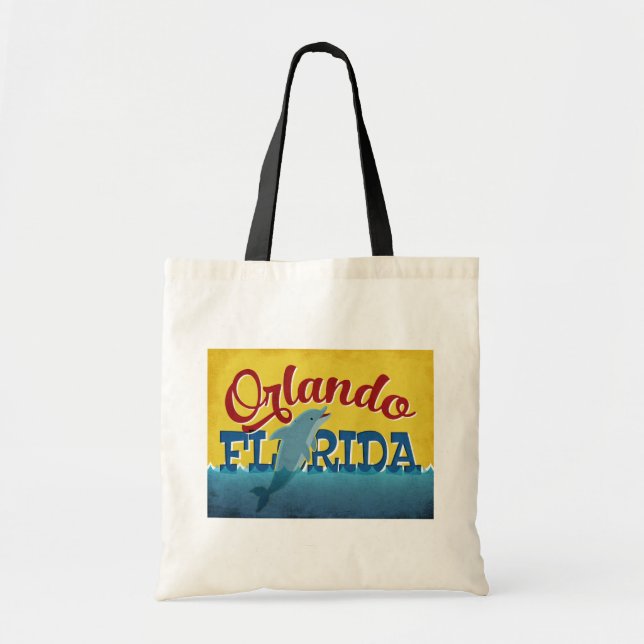 Bolsa Tote Orlando Florida Dolphin Retro Fund (Frente)