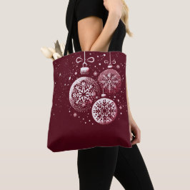 Bolsa Tote Ornações Felizes de Flocos de Neve de Natal