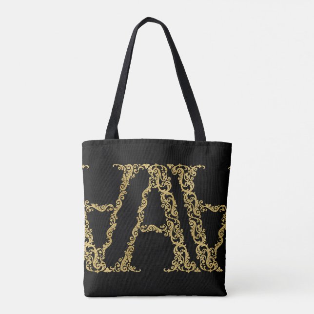 Bolsa Tote Ornamentado Dourado A Monograma Design inicial em  (Verso)