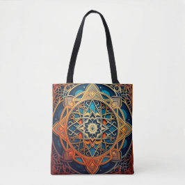 Bolsa Tote Ornamentado Mandala Design com Padrões Geométricos