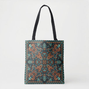 Bolsa Tote Ornamentado Paisley Bandana: Pescoço da Seda.