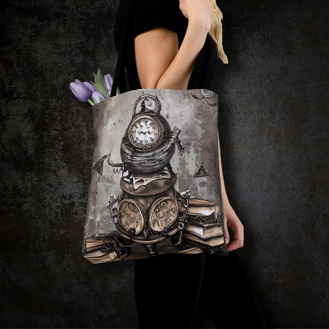 Bolsa Tote Ornamentado Steampunk Cauldron | Livros ortográfic (Criador carregado)