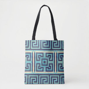 Bolsa Tote Ornamento-chave grego mosaico