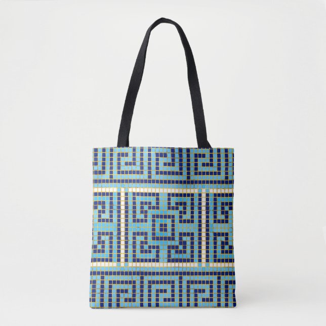 Bolsa Tote Ornamento-chave grego mosaico (Frente)