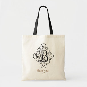 Bolsa Tote Ornamento Monograma com Floreio Inicial Personaliz