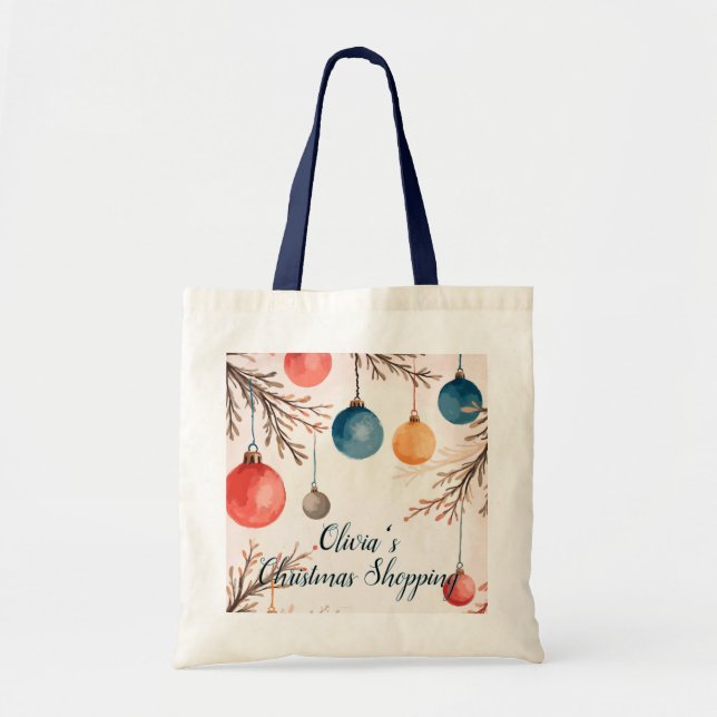 Bolsa Tote Ornamento por Aquarela de Pastel Moles de Natal Bo (Frente)