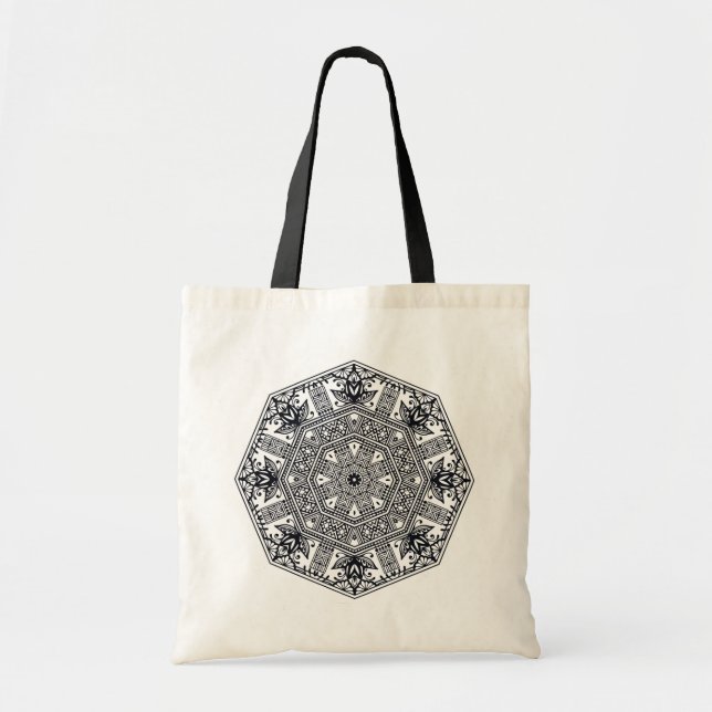Bolsa Tote Ornamento redondo da mandala (Frente)
