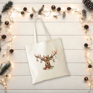 Bolsa Tote Ornamentos de Antler, Reindeer de Natal Russo