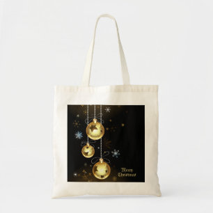 Bolsa Tote Ornamentos de Ouro de Natal Brilhantes Estrelas Ne