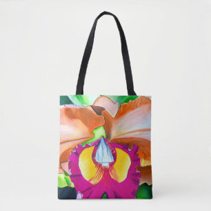 Bolsa Tote Orquídea colorida colorida de flores