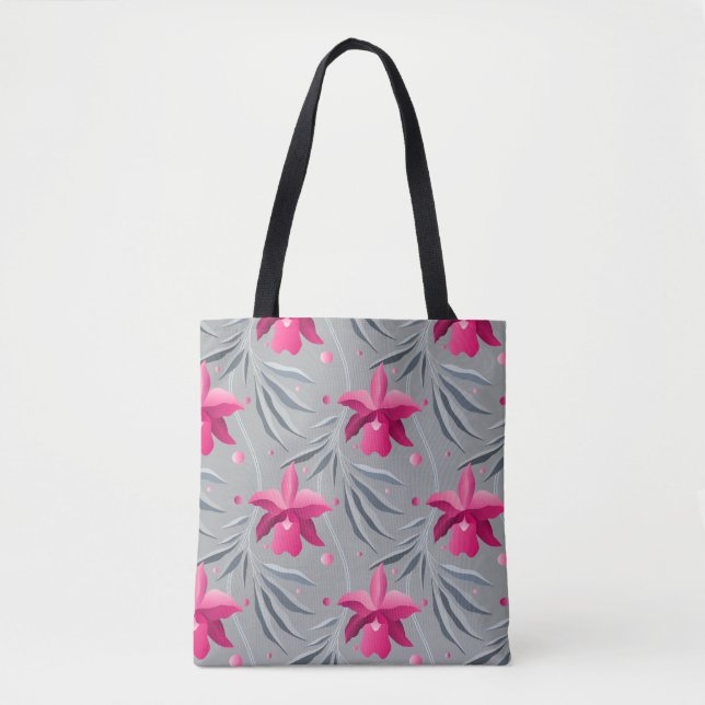 Bolsa Tote orquídea com folhas dançantes (Frente)