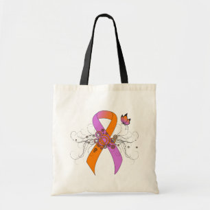 Bolsa Tote Orquídea e fita alaranjada da consciência com