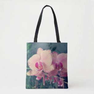 Bolsa Tote Orquídea falaenopse ppolka flores cor-de-rosa flor